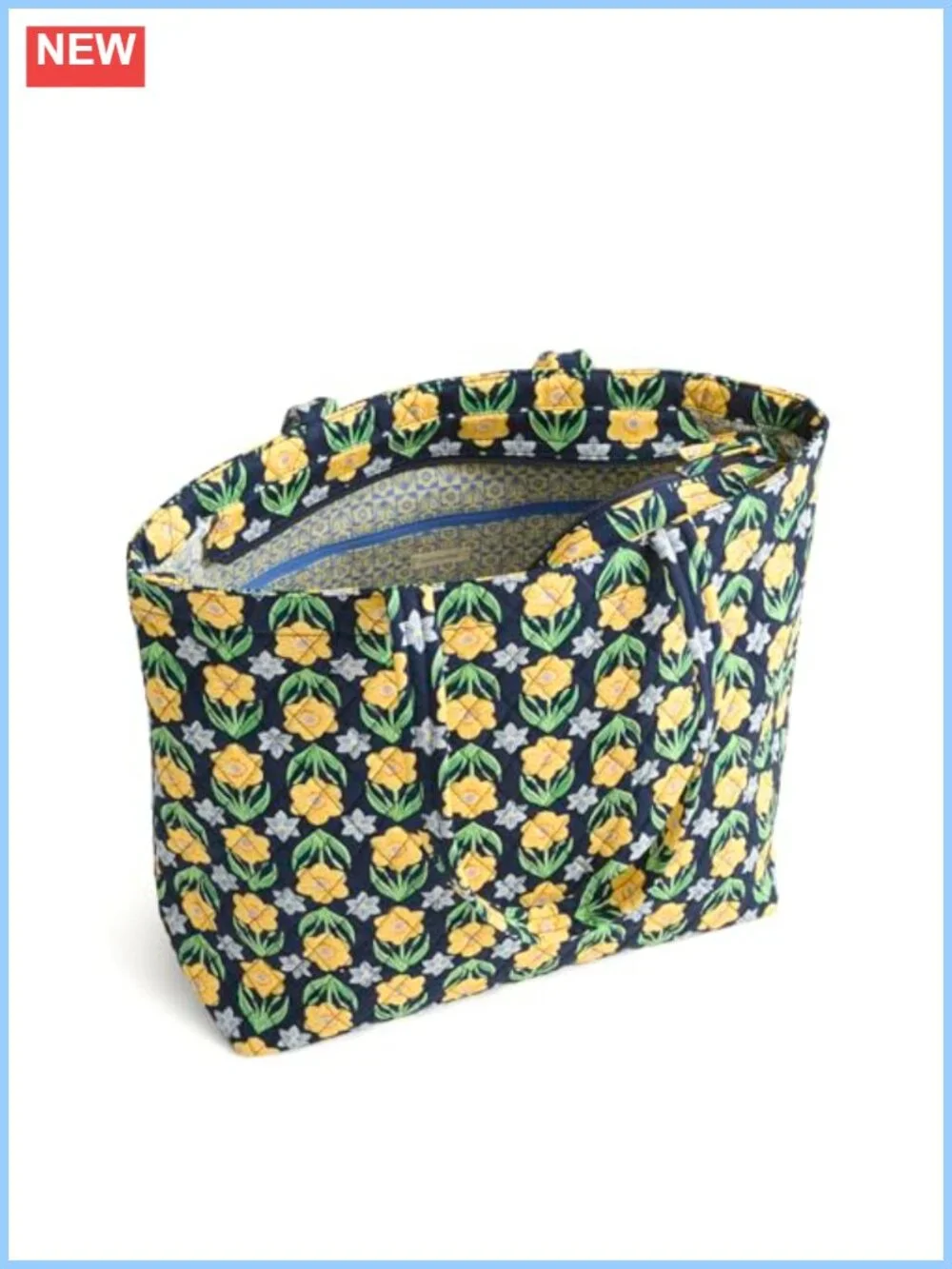 Premium Cotton Quilted Zip Tote Bag with Shoulder Straps - Large Capacity